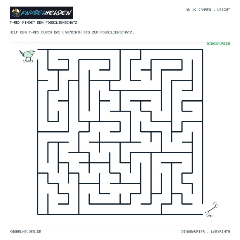 Leichtes Dinosaurier-Labyrinth mit T-Rex und Fossilienschatz