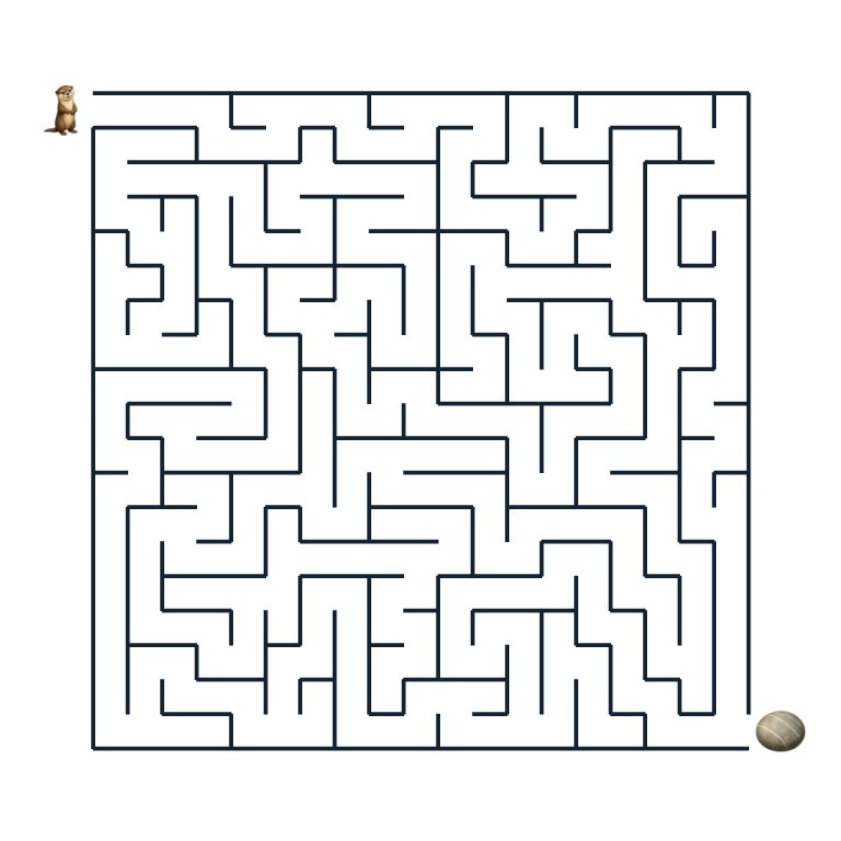Leichtes Labyrinth mit Oskar Otter und einem runden Flussstein