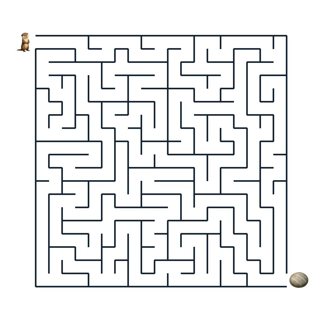 Leichtes Labyrinth mit Oskar Otter und einem runden Flussstein