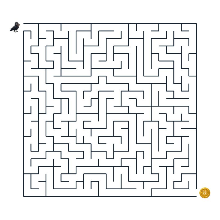 Kuno Krähe sucht den Weg zum Glitzerknopf im schwierigen Labyrinth