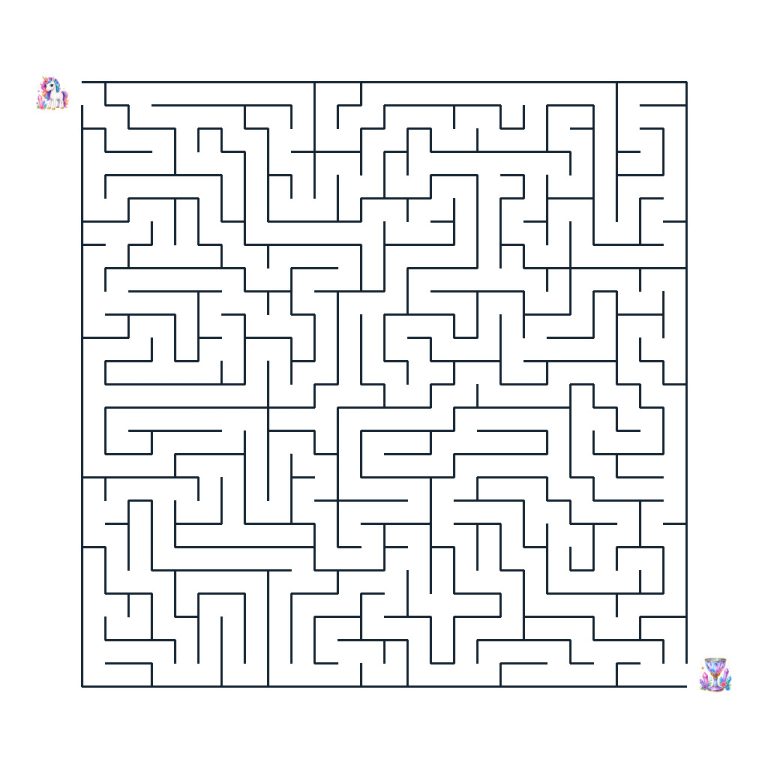 Einhorn Nela auf dem Weg durch ein magisches Labyrinth zum Kristallkelch