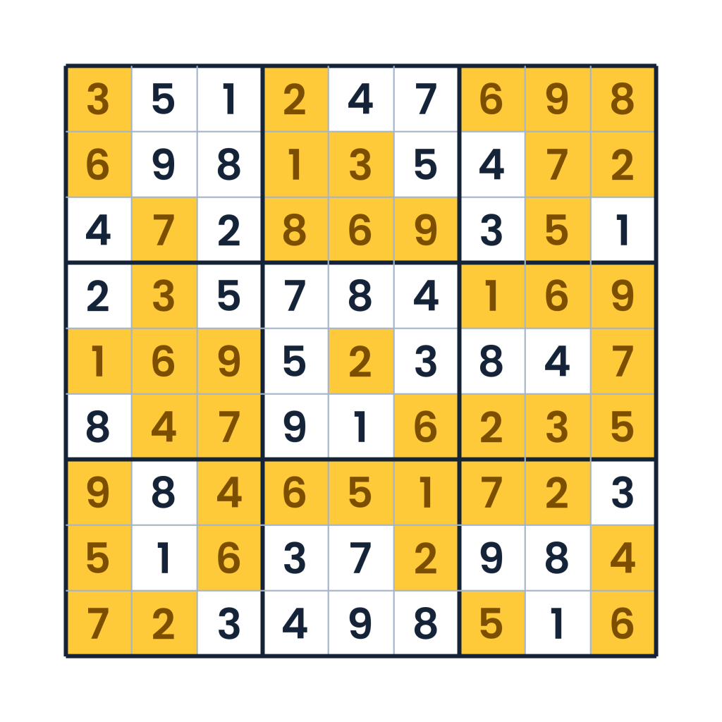 Lösung: Das 9x9-Zahlenmosaik