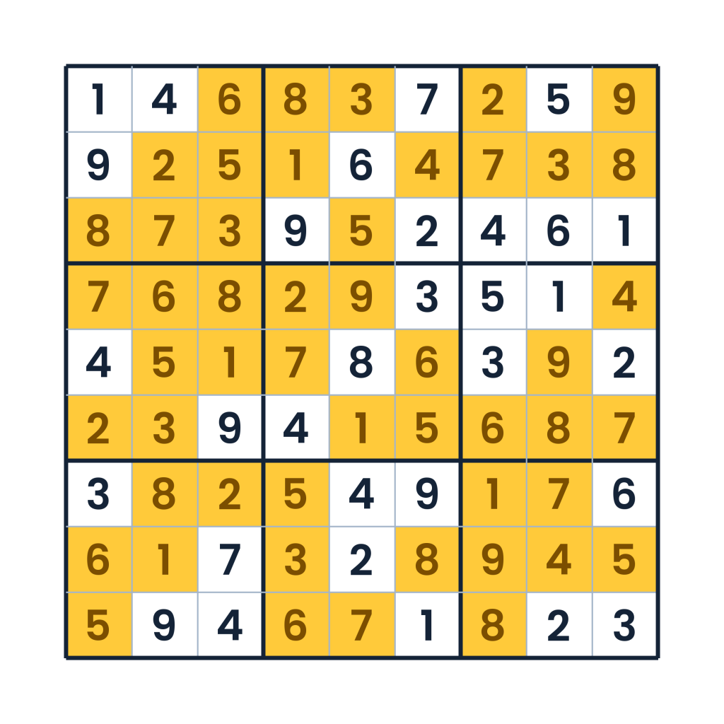 Lösung: Das Zahlenpuzzle der neun Reihen