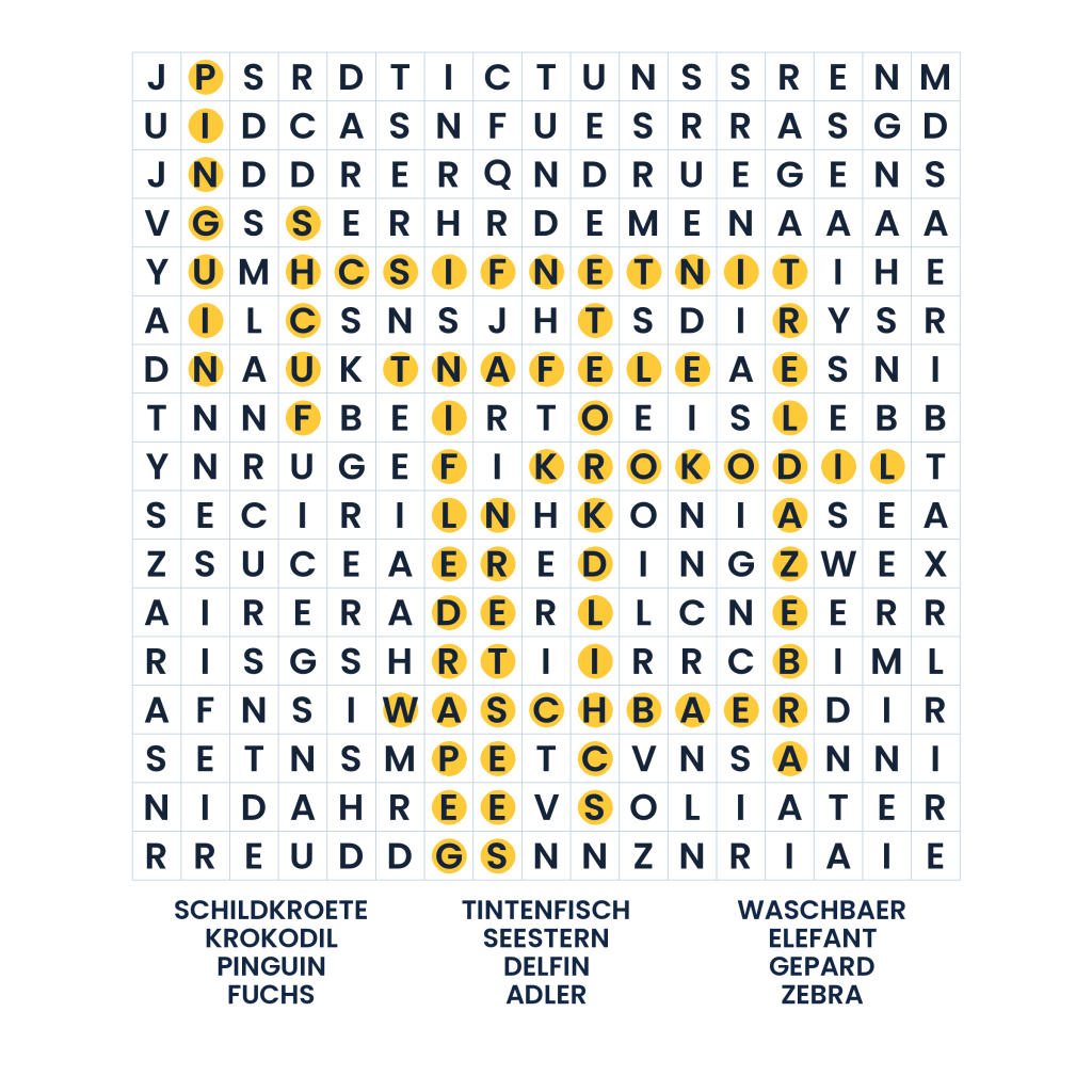 Lösung: Das geheime Tieralphabet