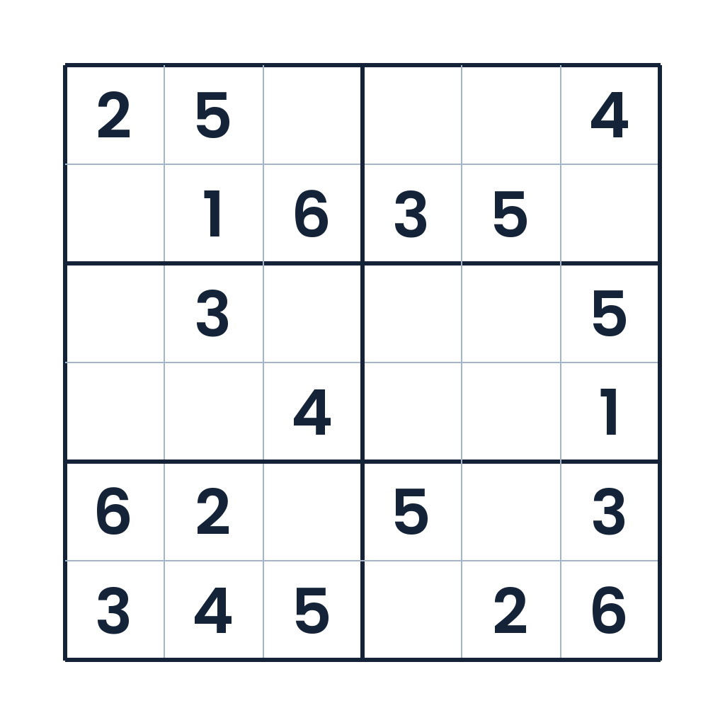 6x6 Zahlen-Sudoku für Kinder ab 8 Jahren