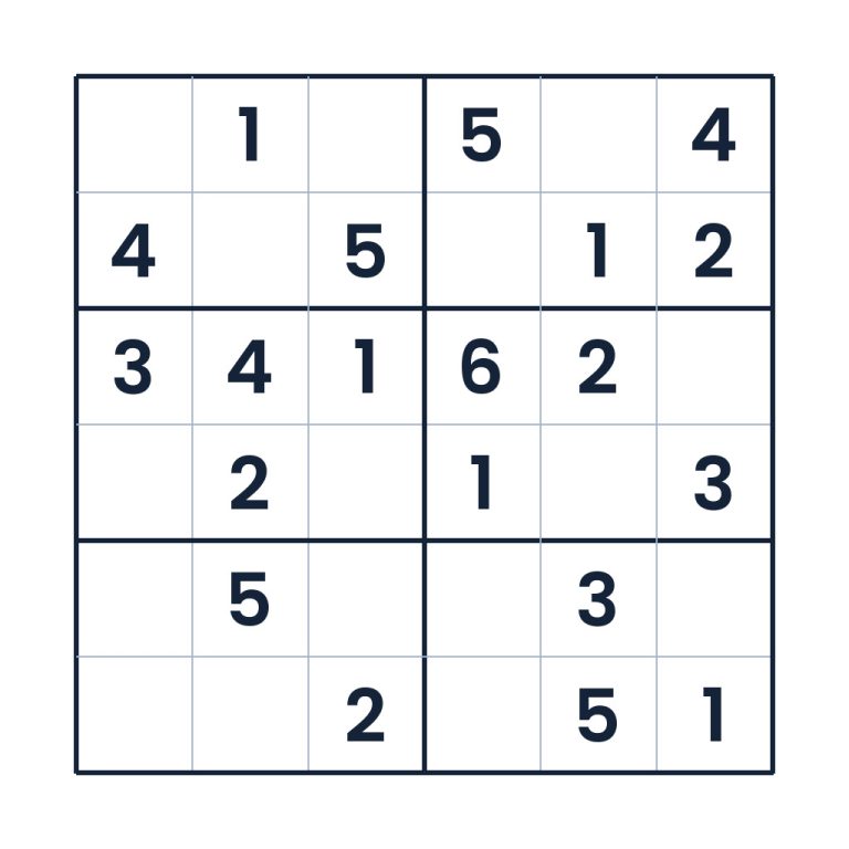 6x6-Sudoku Sechs Felder voller Zahlenlogik für Kinder ab 8 Jahren