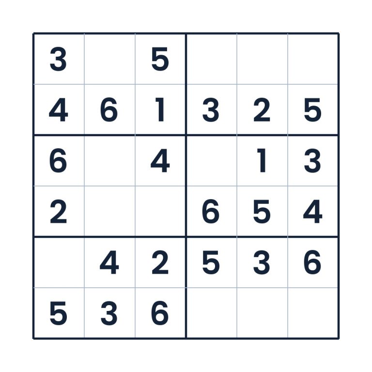 Leichtes 6x6-Sudoku für Kinder ab 8 Jahren