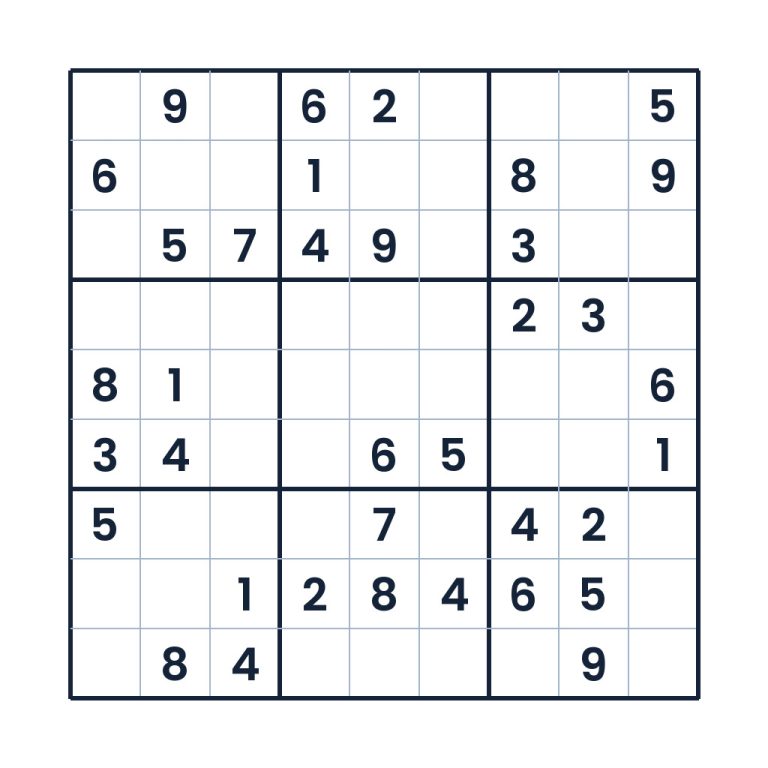 Mittel schweres 9x9-Sudoku für Kinder ab 10 Jahren