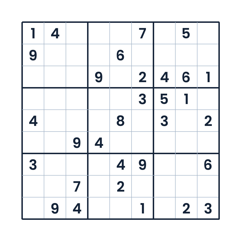 Schweres 9x9-Sudoku zur Zahlenlogik für Kinder ab 10 Jahren