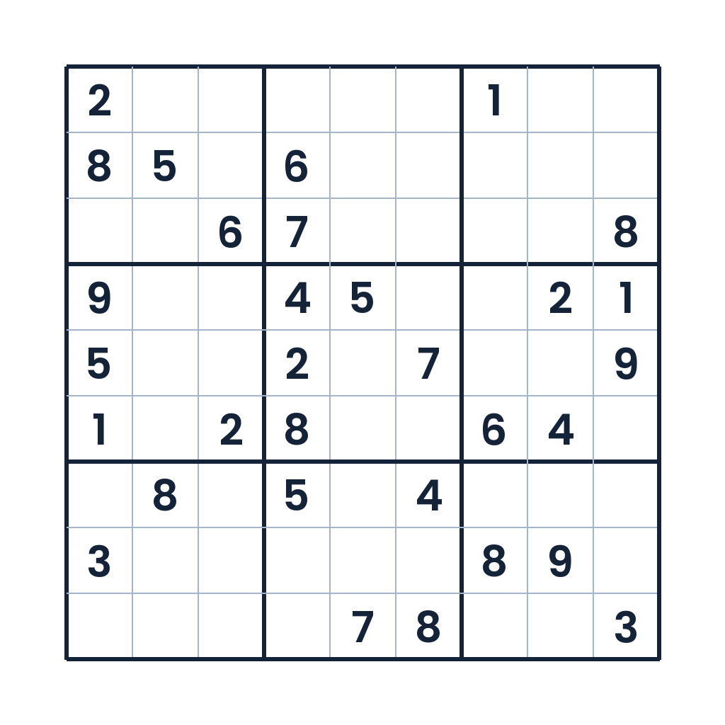 Schweres 9x9-Sudoku zur Zahlenlogik für Kinder ab 12 Jahren