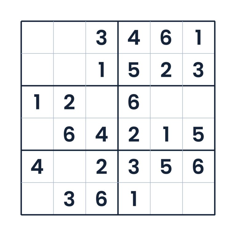 Leichtes 6x6-Sudoku für Kinder ab 8 Jahren zum Online-Spielen und Ausdrucken