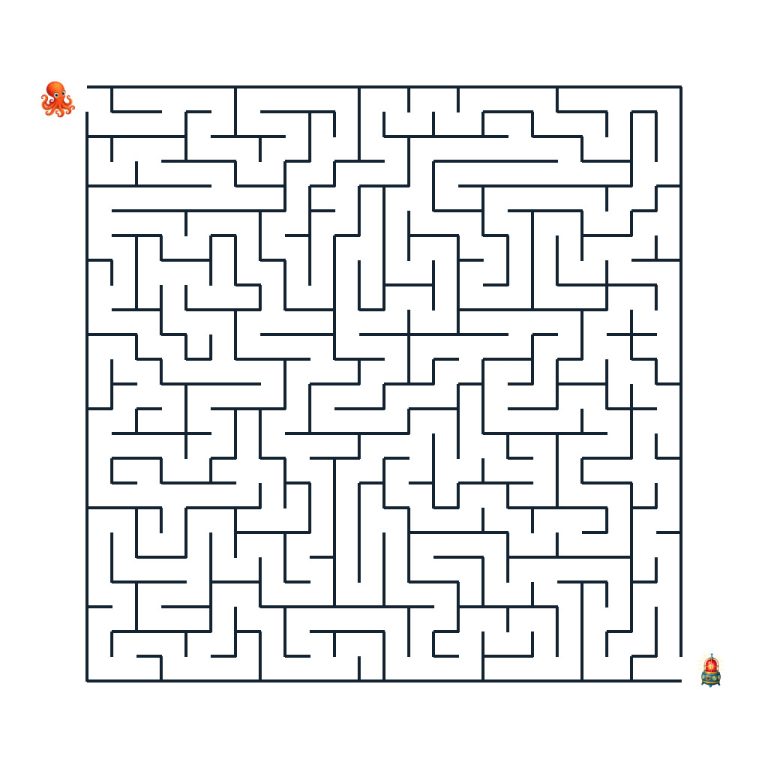 Nemo findet den Weg durch ein anspruchsvolles Unterwasser-Labyrinth zum blinkenden Forschungssignal
