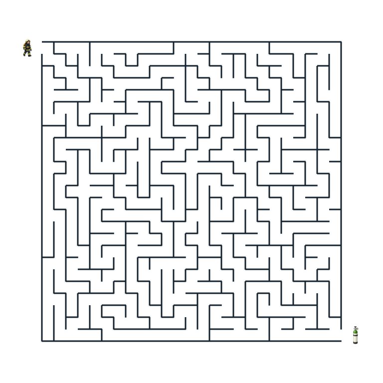 Atemschutzgeräteträgerin auf dem Weg zur Sauerstoffflasche im Feuerwehr-Labyrinth