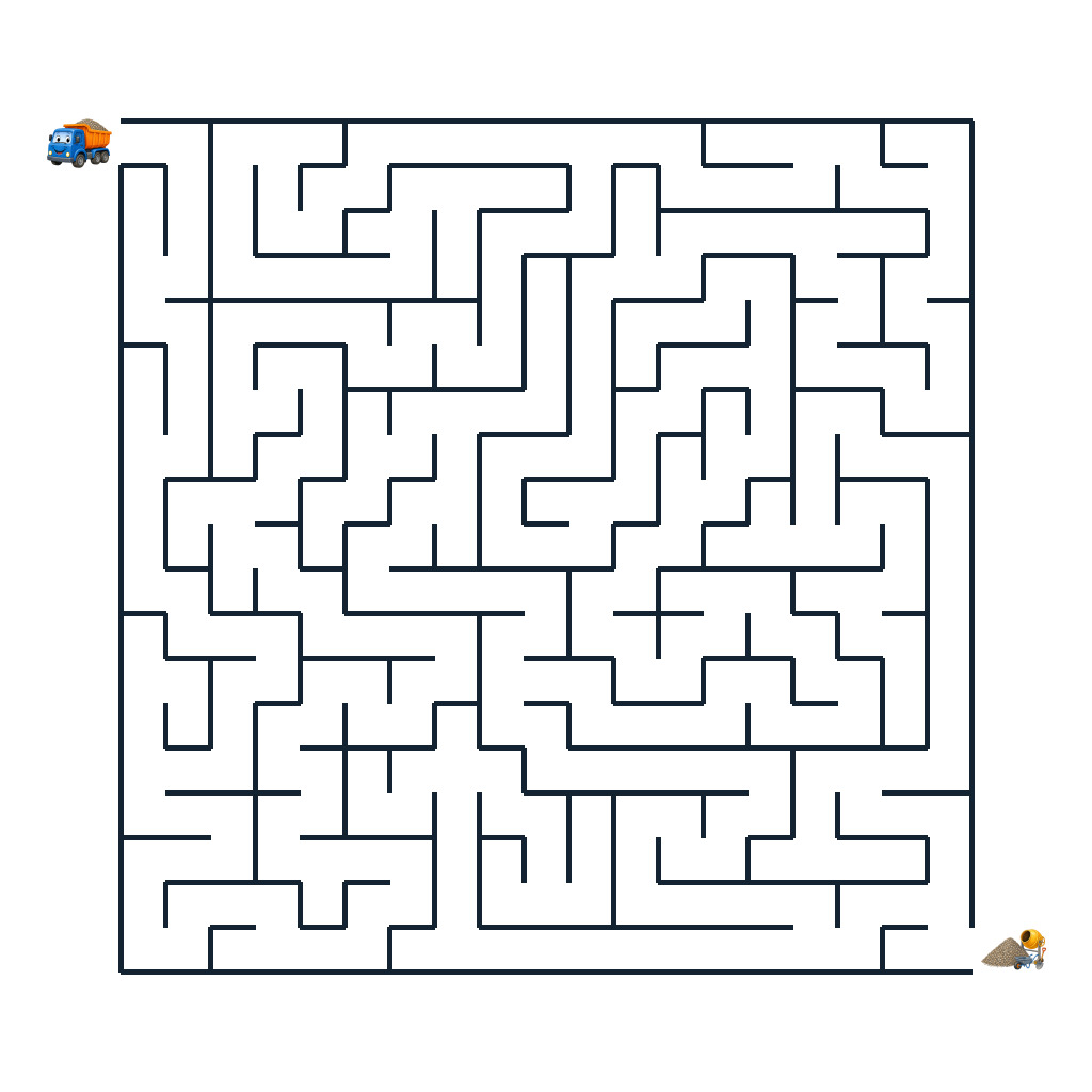 Kipper Karl fährt im Baustellen-Labyrinth zum Kieshaufen am Mischplatz