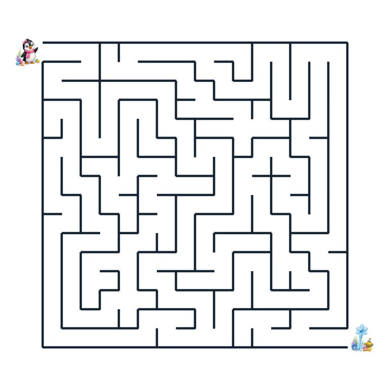 Pia Pinguin schwimmt im Unterwasser-Labyrinth zum Eisschlüssel