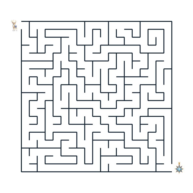 Schweres Märchen-Labyrinth mit einem Mondhirsch auf dem Weg zum Sternenamulett