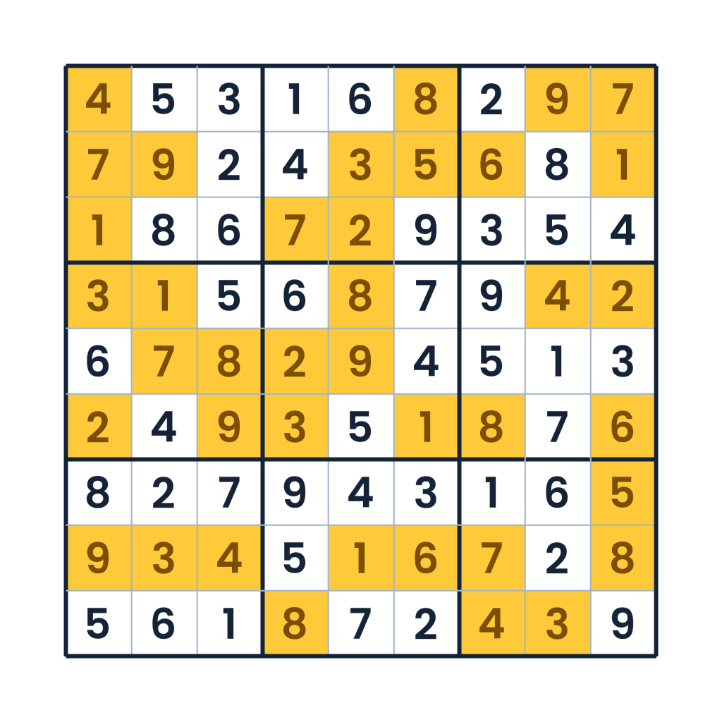 Lösung: Das Zahlenpuzzle der klaren Reihen