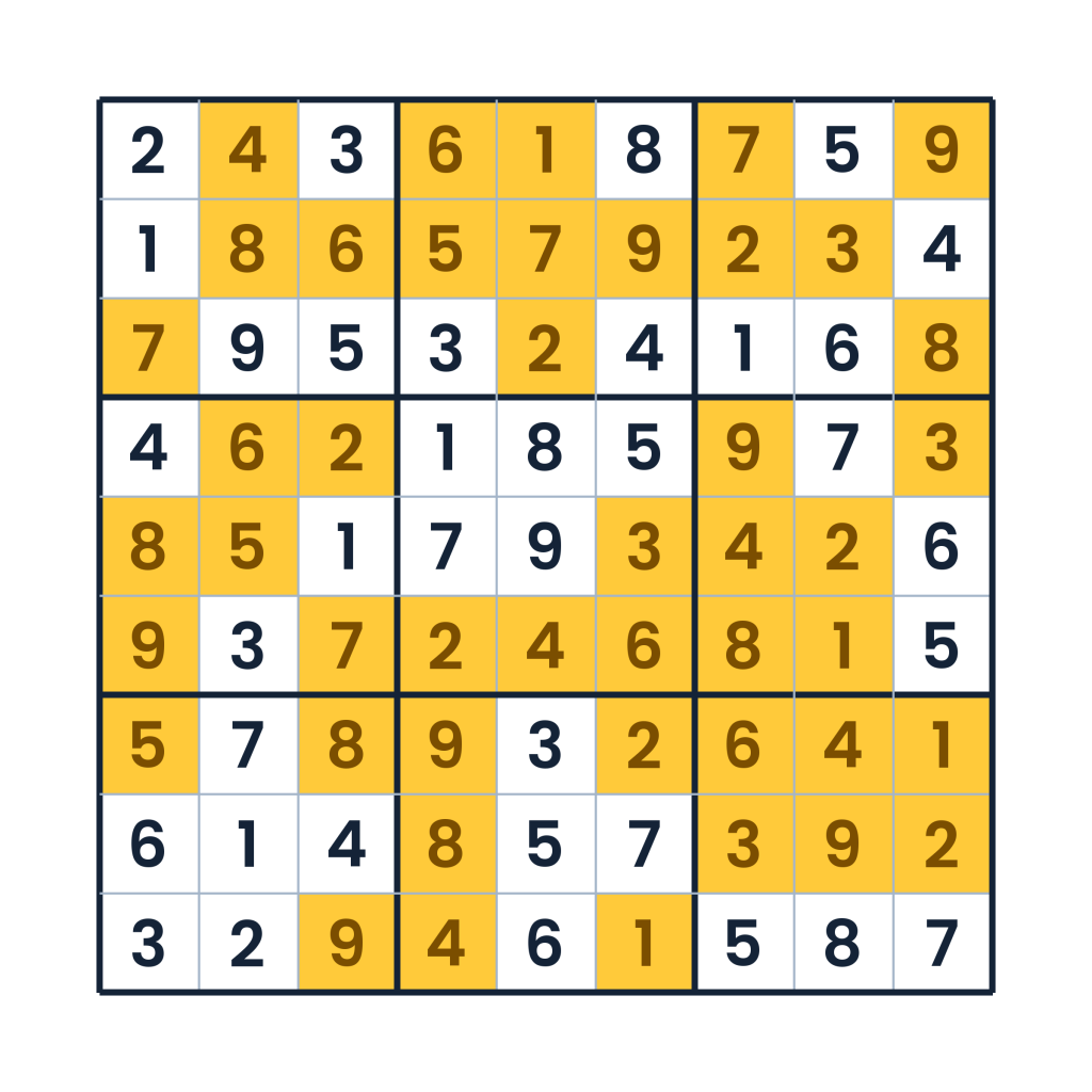 Lösung: Die Zahlenlinien des 9x9-Rasters