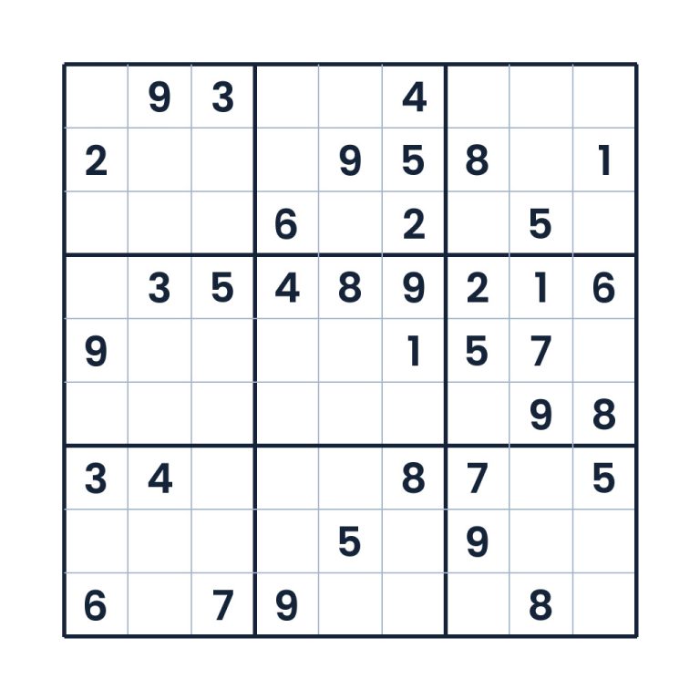 9x9-Zahlenkreuz-Sudoku mit freien Feldern zum logischen Ausfüllen
