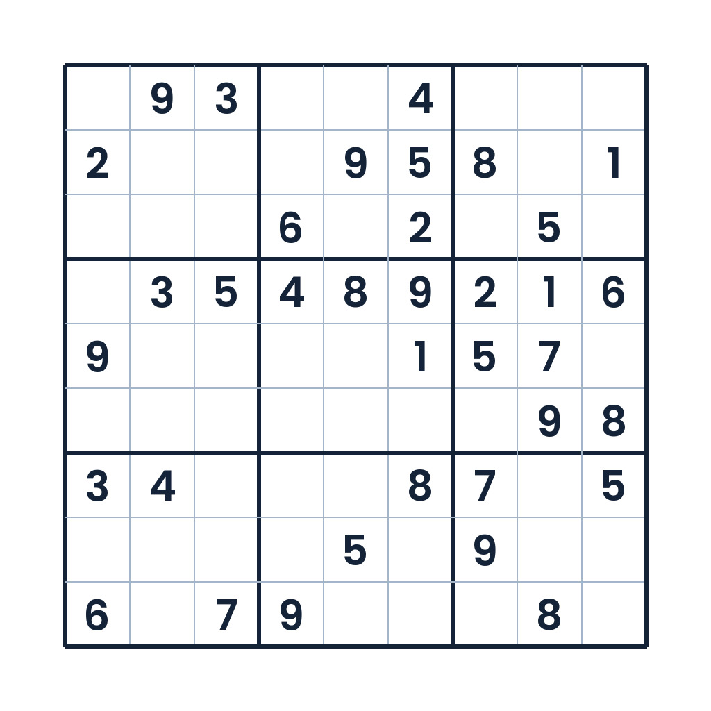 9x9-Zahlenkreuz-Sudoku mit freien Feldern zum logischen Ausfüllen