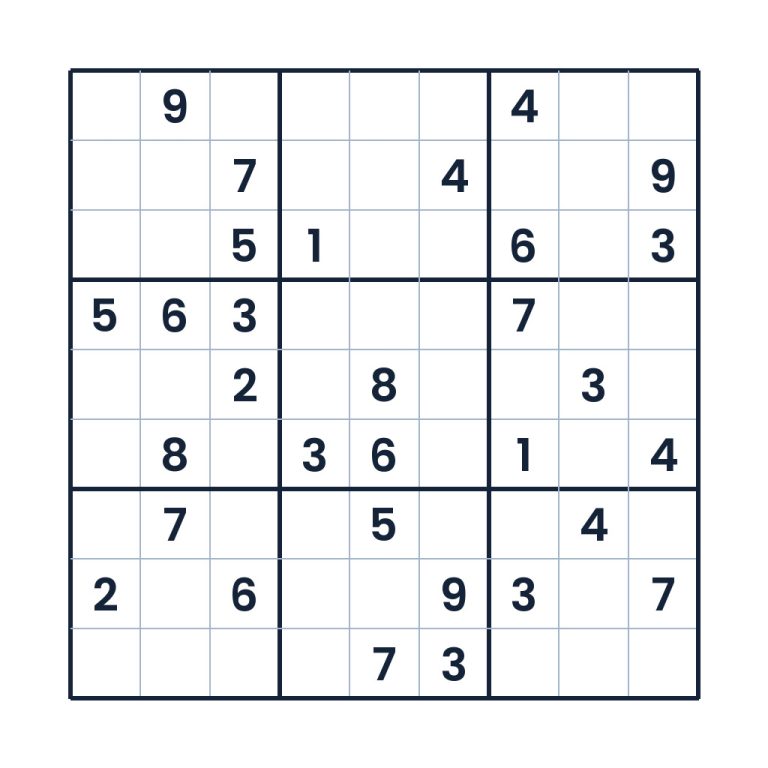 Schweres 9x9-Sudoku zur Zahlenlogik für Kinder ab 12 Jahren