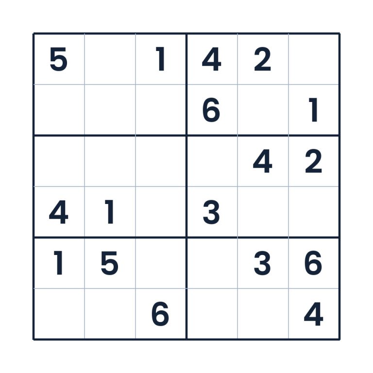 Schweres 6x6-Sudoku für Kinder ab 8 Jahren