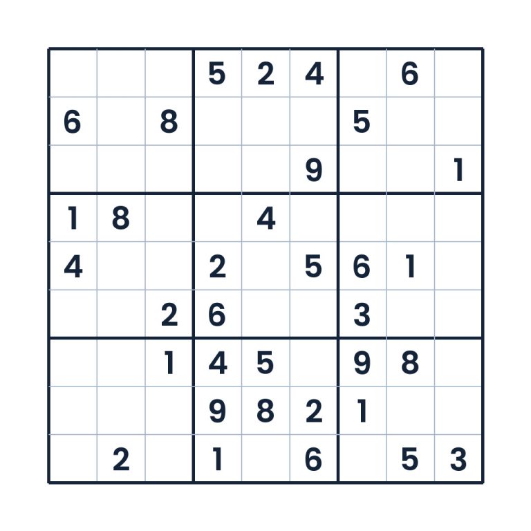 Mittelschweres 9x9-Sudoku für Erwachsene mit klarem Zahlenraster
