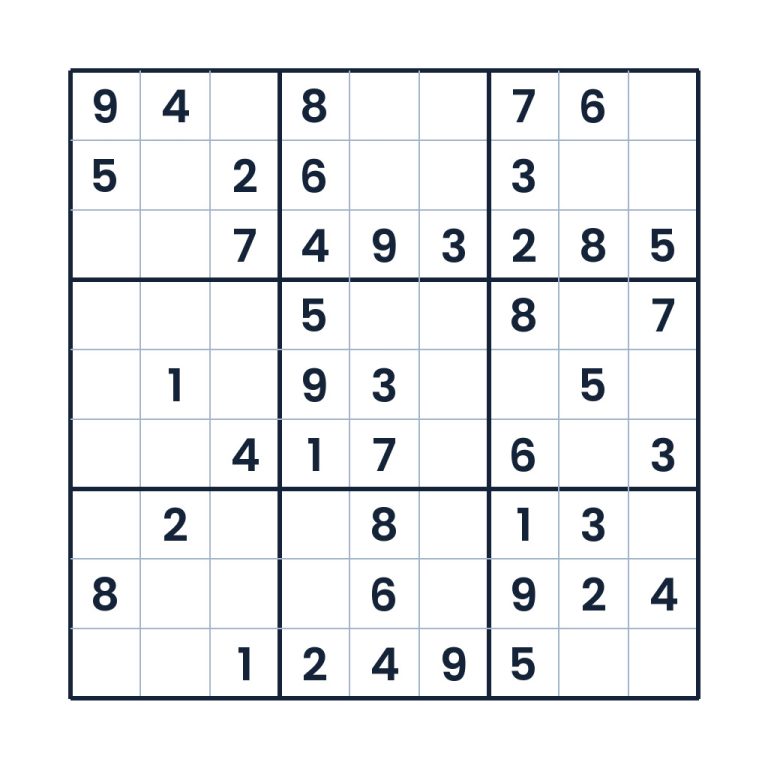 Leichtes 9x9-Sudoku für Kinder ab 12 Jahren