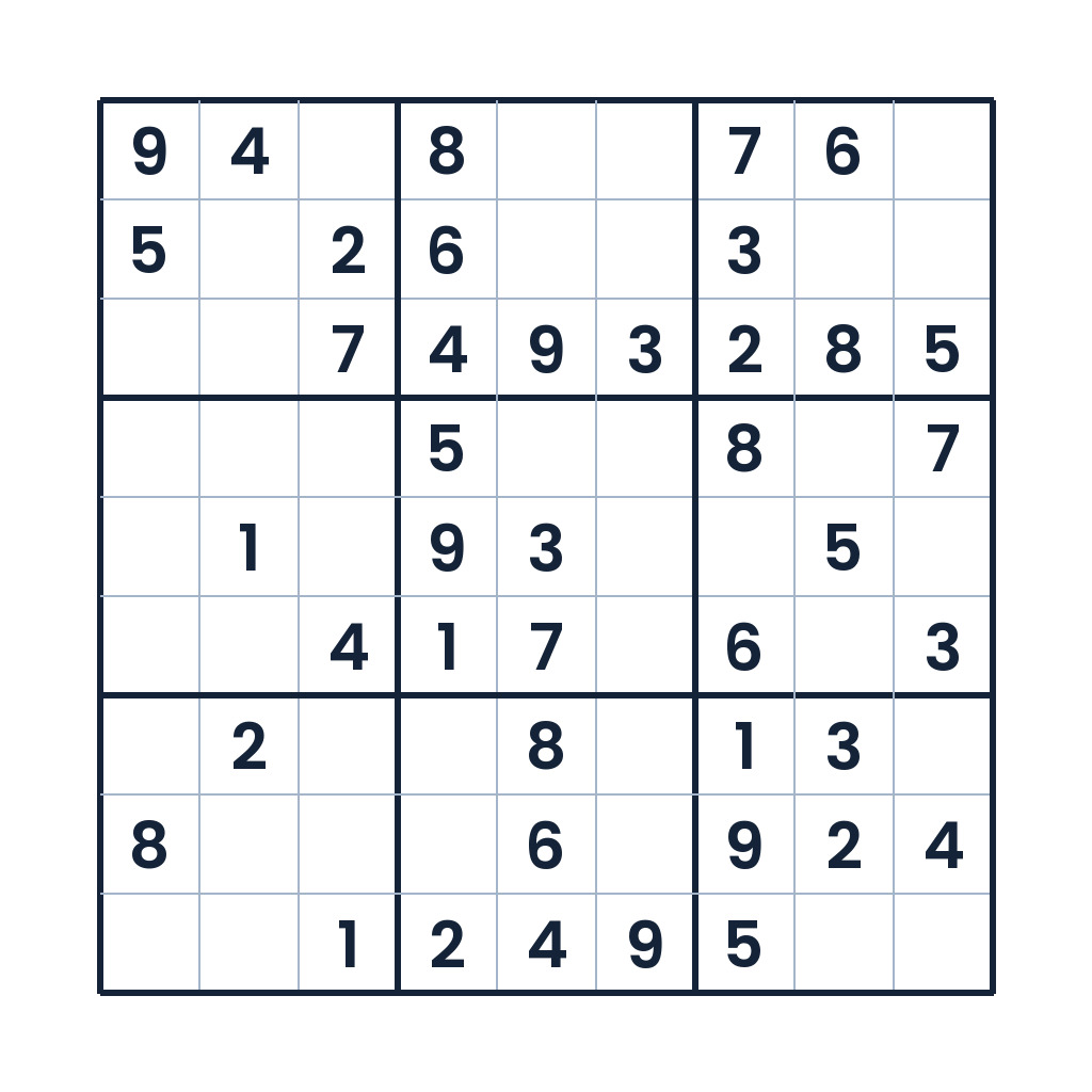 Leichtes 9x9-Sudoku für Kinder ab 12 Jahren