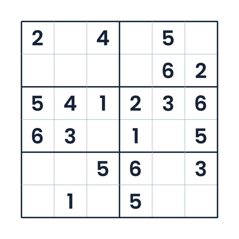 6x6-Sudoku für Kinder ab 8 Jahren zum kostenlosen Online-Lösen und Ausdrucken