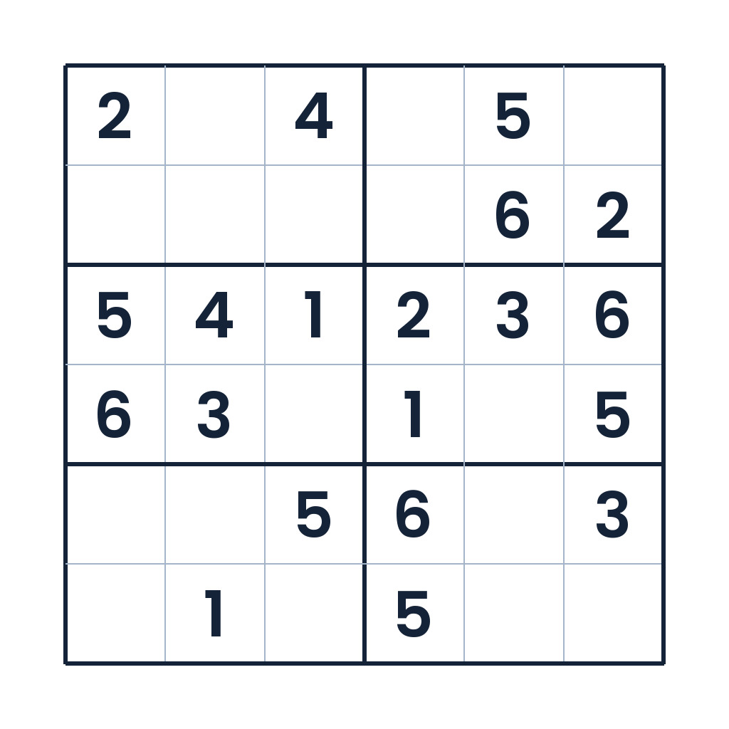 6x6-Sudoku für Kinder ab 8 Jahren zum kostenlosen Online-Lösen und Ausdrucken