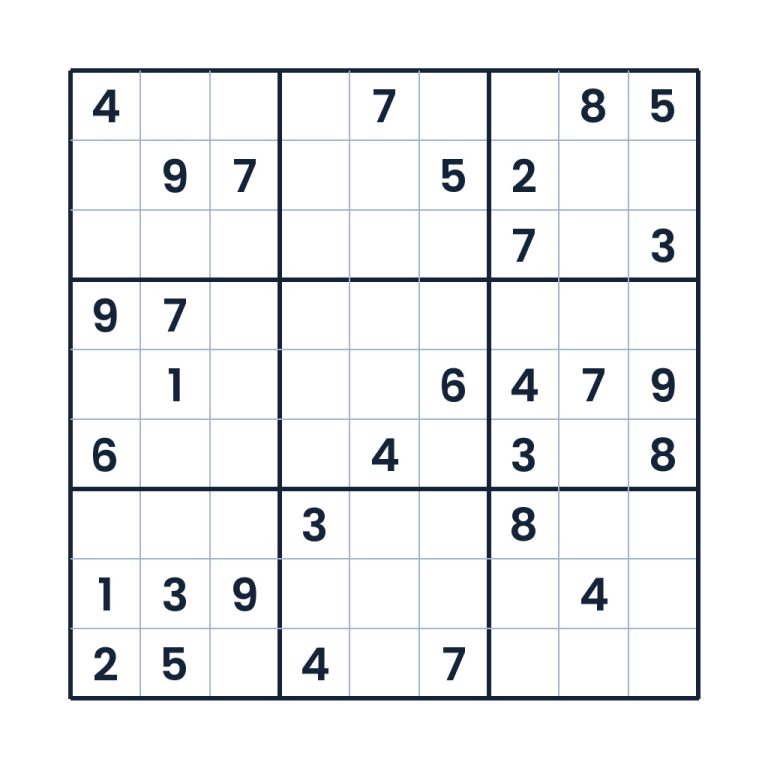 Schweres 9x9-Sudoku für Kinder ab 12 Jahren mit freien Zahlenfeldern