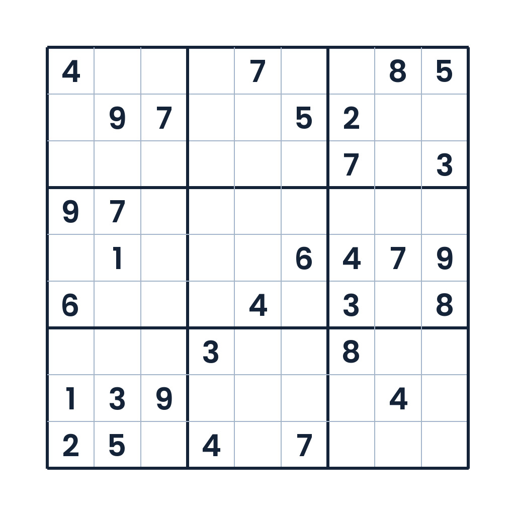 Schweres 9x9-Sudoku für Kinder ab 12 Jahren mit freien Zahlenfeldern