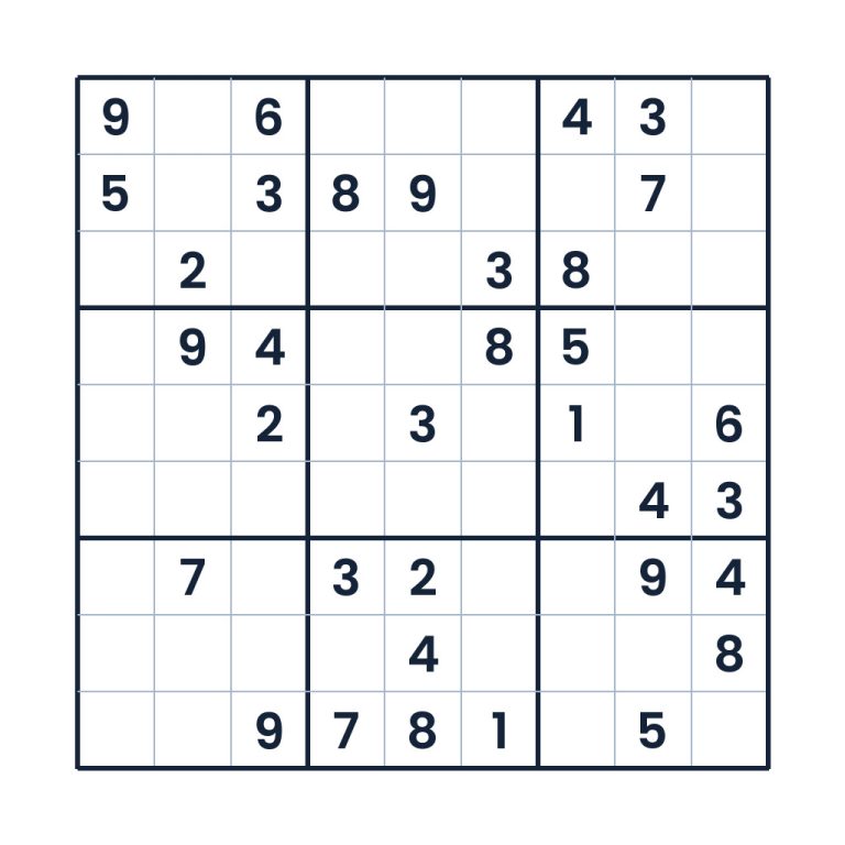 Mittelschweres 9x9-Sudoku zur Zahlenlogik für Erwachsene