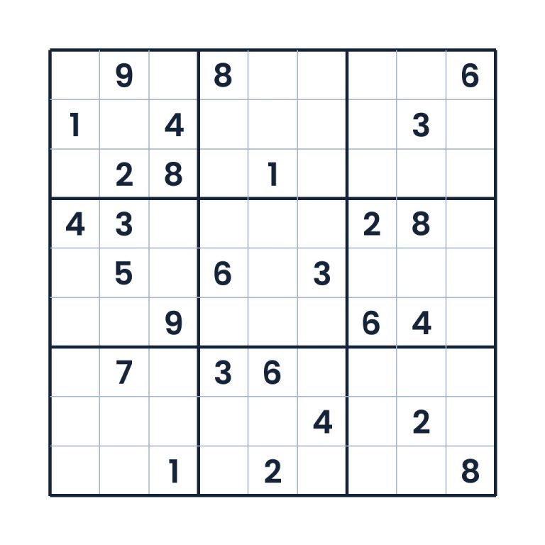9x9 Sudoku zur Zahlenlogik für Kinder ab 12 Jahren