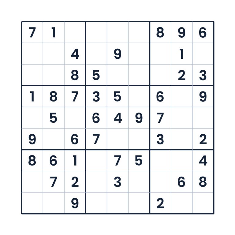 Leichtes 9x9-Sudoku mit Zahlenlücken zum Knobeln