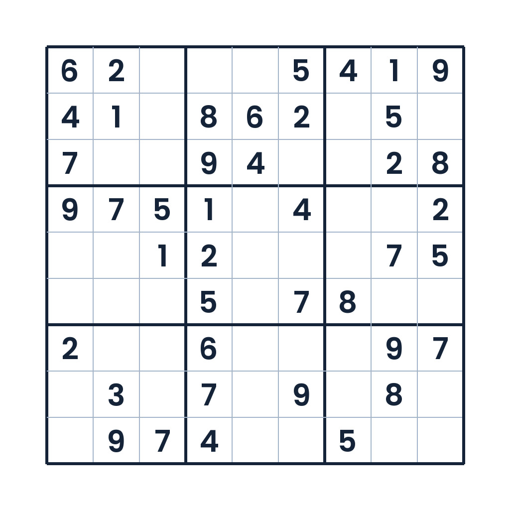 Leichtes 9x9-Sudoku mit freien Zahlenfeldern zum online Spielen