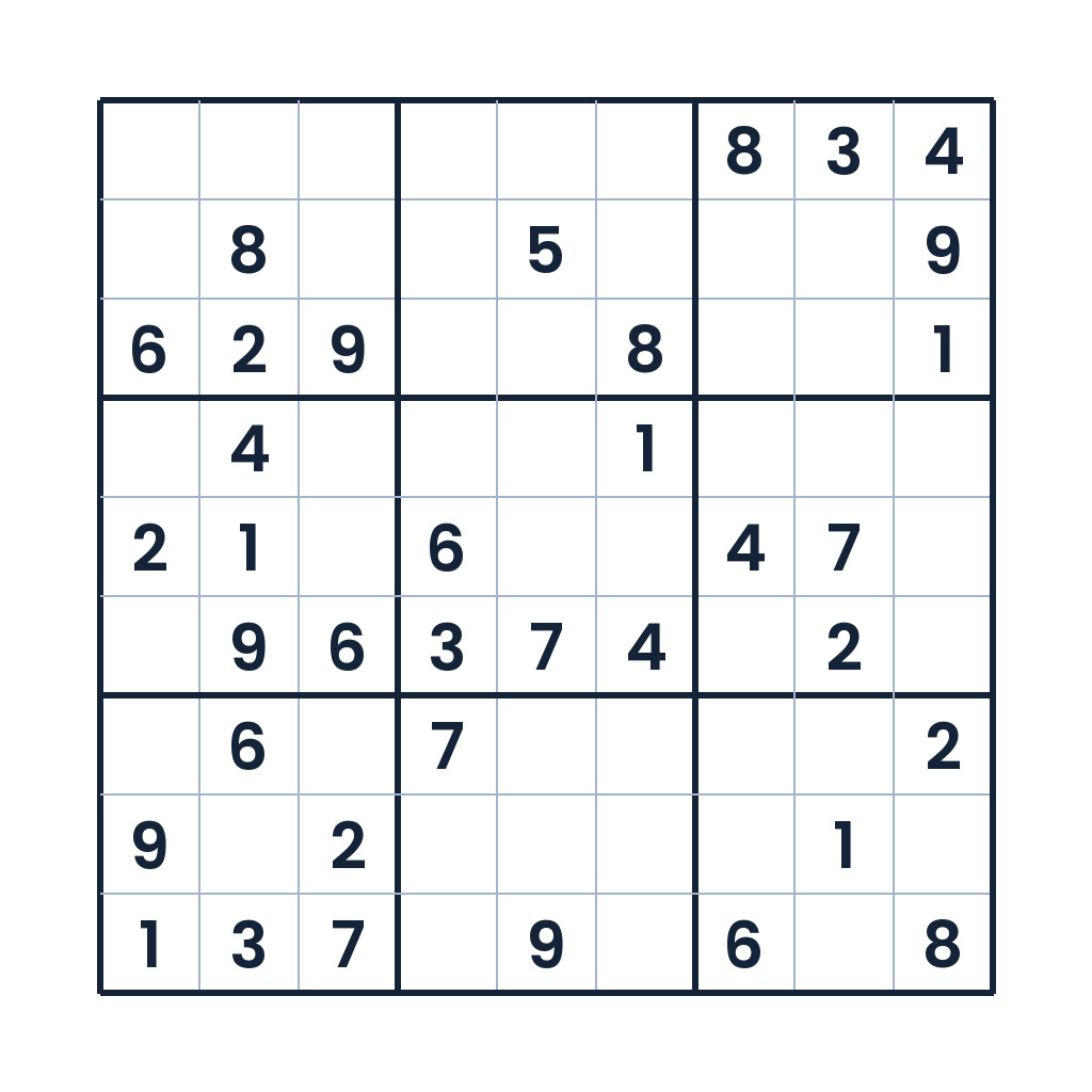 Mittelschweres 9x9-Sudoku für Kinder ab 10 Jahren