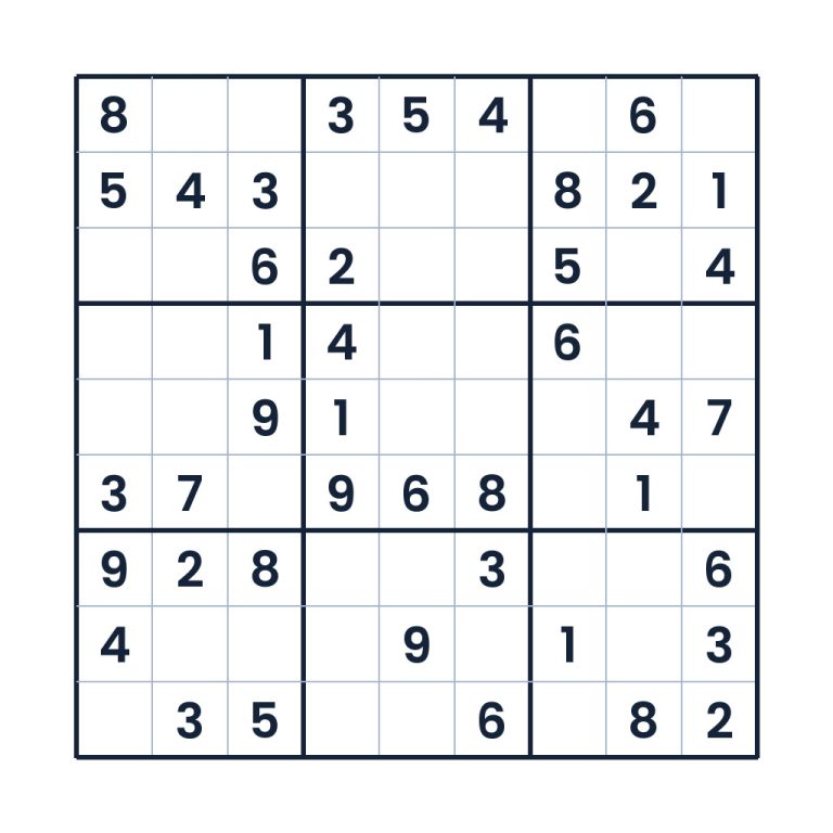 Leichtes 9x9-Sudoku für Kinder ab 10 Jahren mit Zahlenfeldern