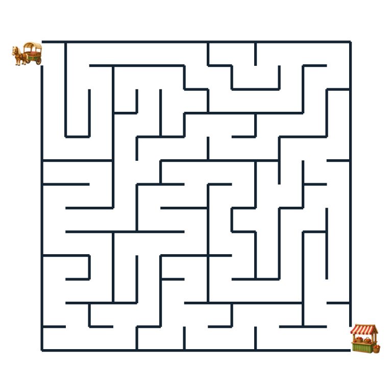 Schweres Bauernhof-Labyrinth mit Ponywagen und Apfelstand für Kinder ab 6 Jahren