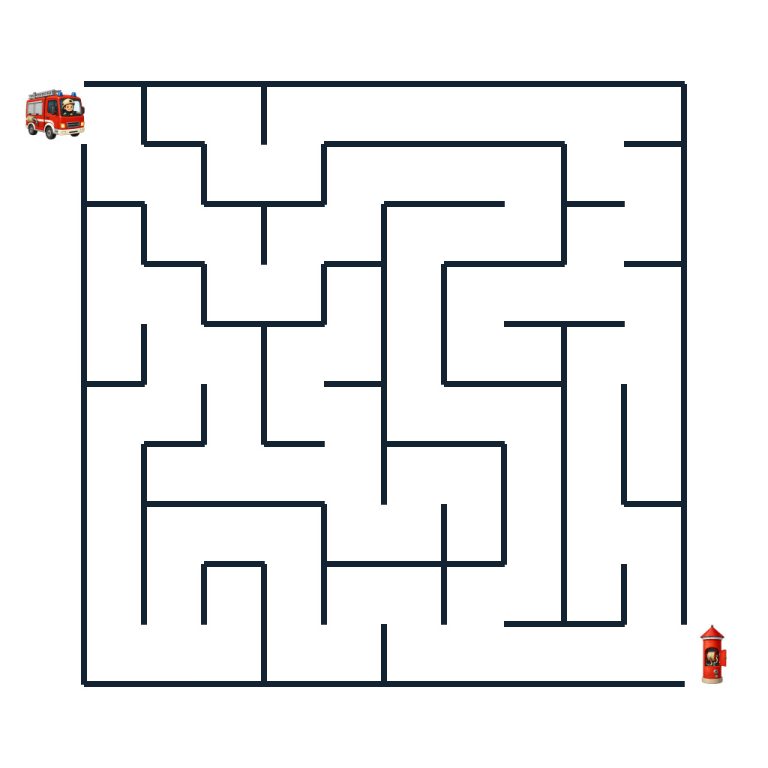 Leichtes Feuerwehr-Labyrinth mit Feuerwehrauto Fritzi und Schlauchturm