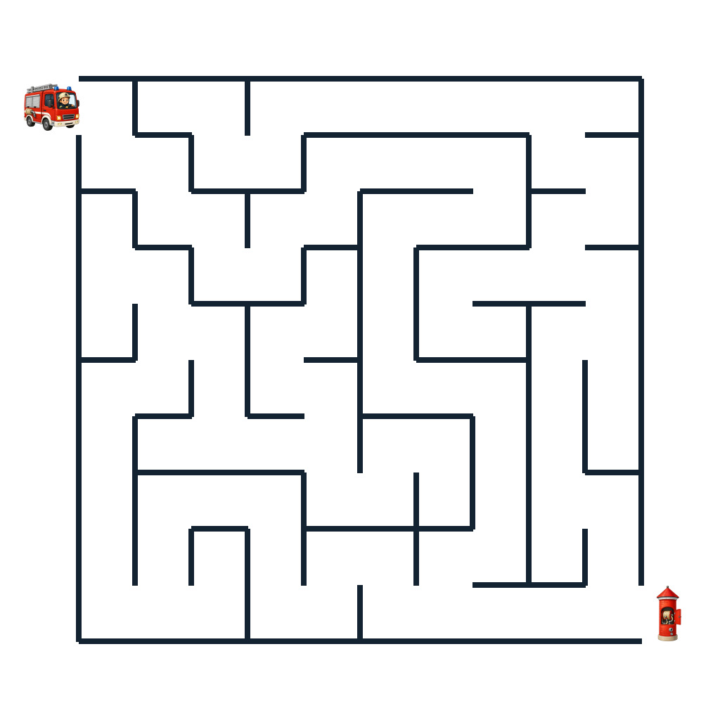 Leichtes Feuerwehr-Labyrinth mit Feuerwehrauto Fritzi und Schlauchturm