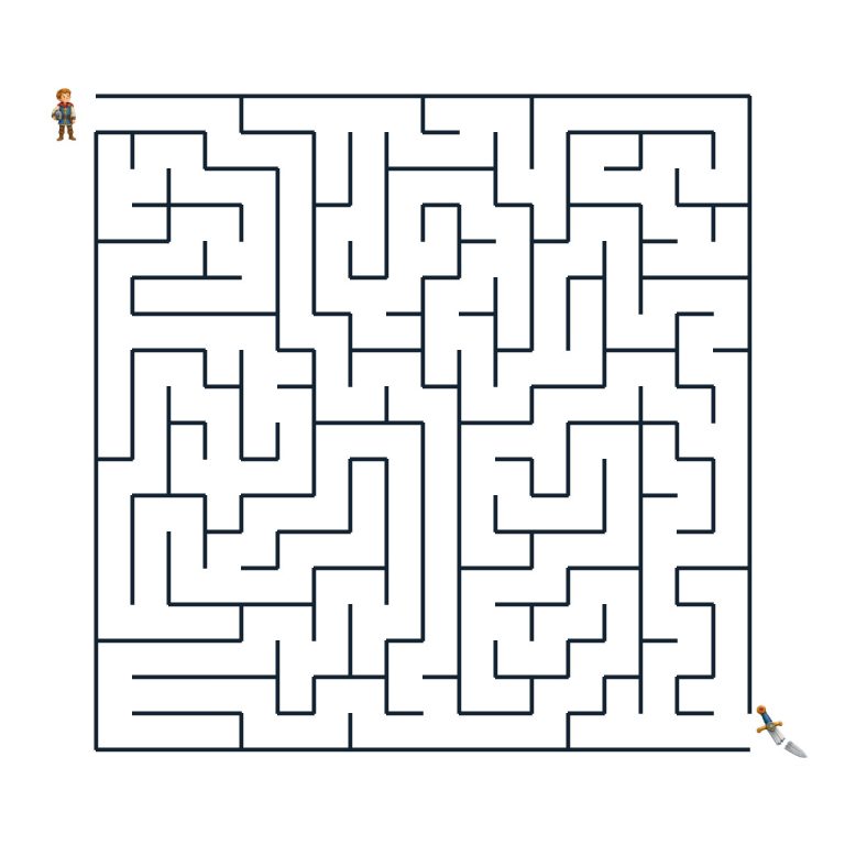 Knappe findet den Weg zum zerbrochenen Schwert im Ritterburg-Labyrinth