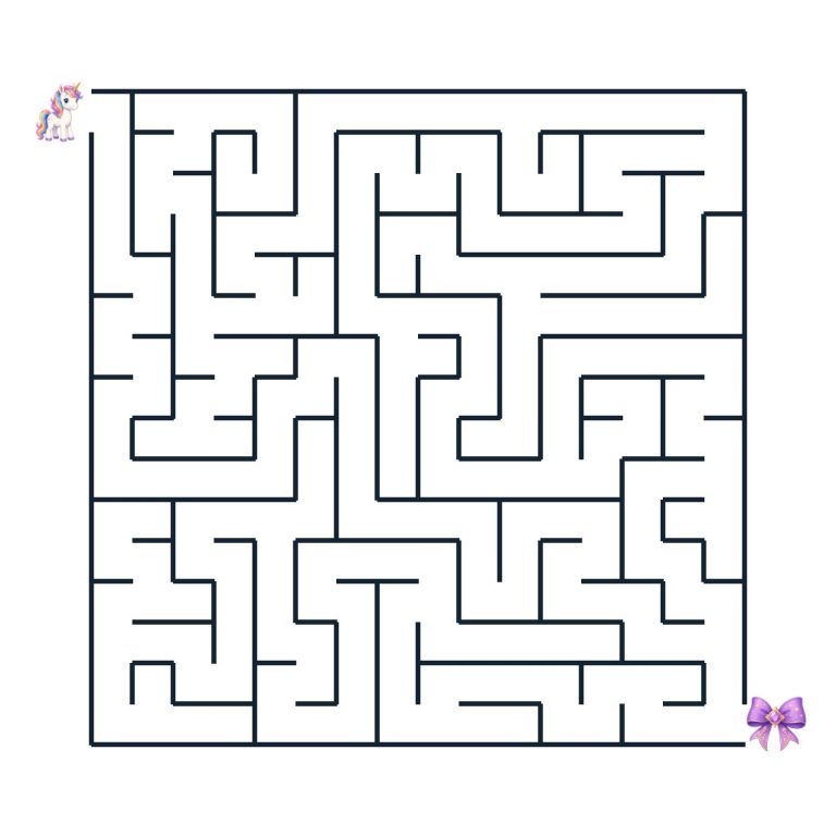 Einhorn sucht seine Zauberschleife im magischen Labyrinth