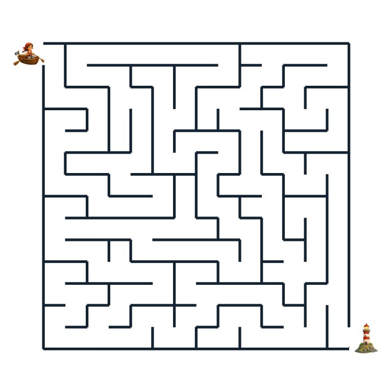 Piratenruderin auf dem Weg durch ein Felsenlabyrinth zum Leuchtfeuer