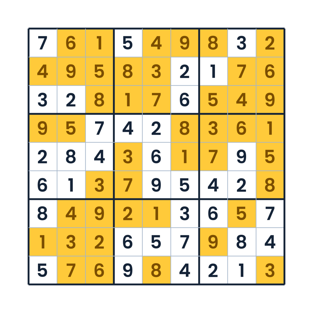 Lösung: Die Zahlenordnung im 9x9-Denkfeld