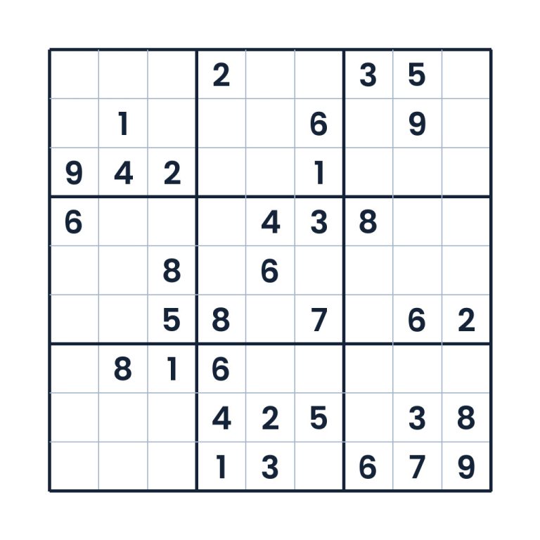 Mittel schweres 9x9-Sudoku für Erwachsene mit klar angeordneten Zahlenfeldern