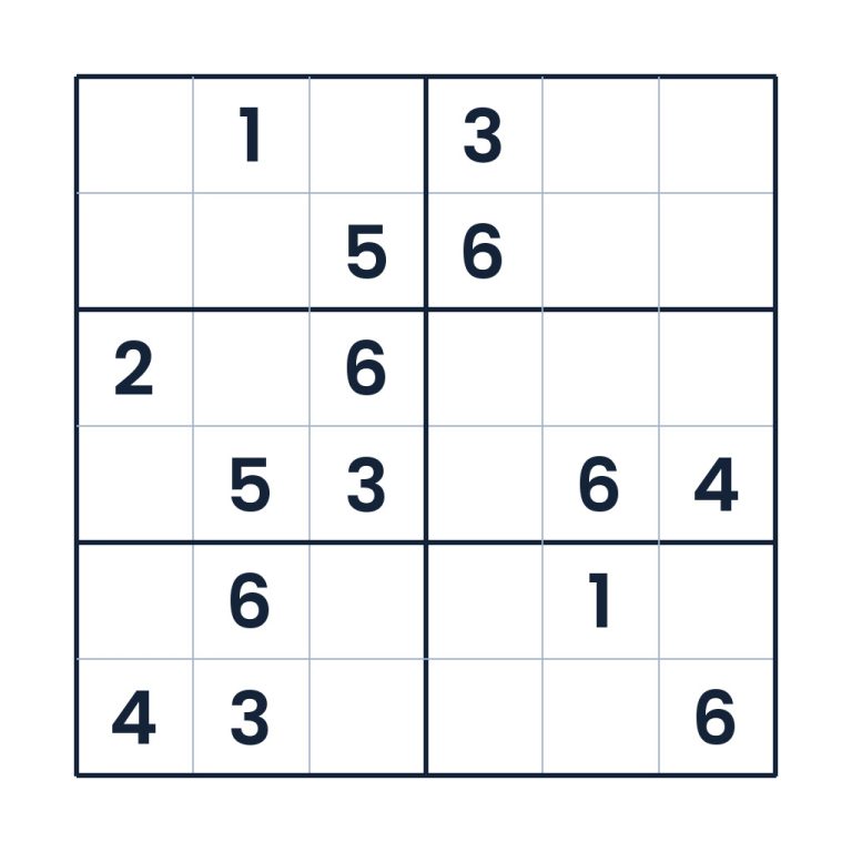 Anspruchsvolles 6x6-Sudoku für Kinder ab 8 Jahren