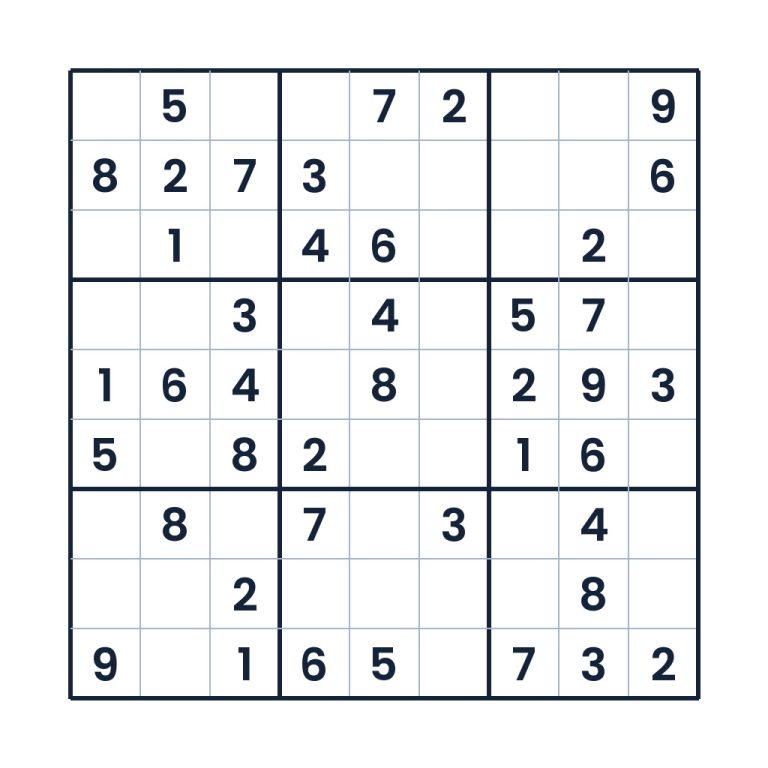 Leichtes 9x9-Sudoku mit Zahlenlücken für Kinder ab 12 Jahren