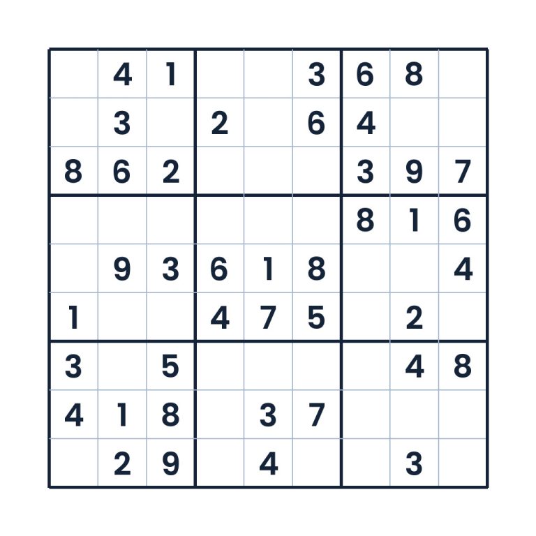 Leichtes 9x9-Sudoku mit freien Zahlenfeldern für Kinder ab 10 Jahren